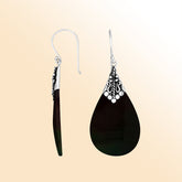 AE-1122-SHB Sterling Silver Pears Shape Earring With Black Shell Jewelry Bali Designs Inc